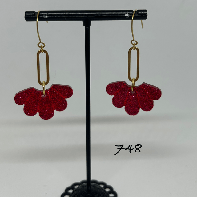 ❤️Boucles d’Oreilles “Fleur Pailletée” – Réf. 748