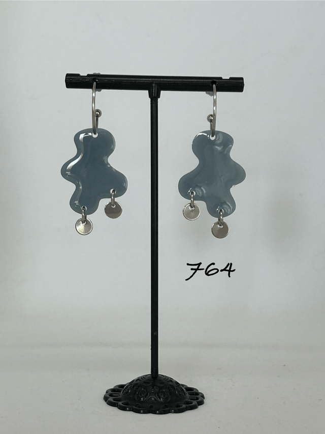🩶Boucles d’oreilles demi-créoles – Résine Époxy & Acier Inoxydable - Réf. 764