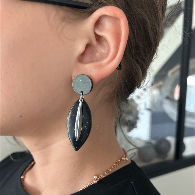 🍬Boucles d’oreilles “Éclipse Noire” – Réf. 678
