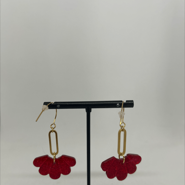 ❤️Boucles d’Oreilles “Fleur Pailletée” – Réf. 748