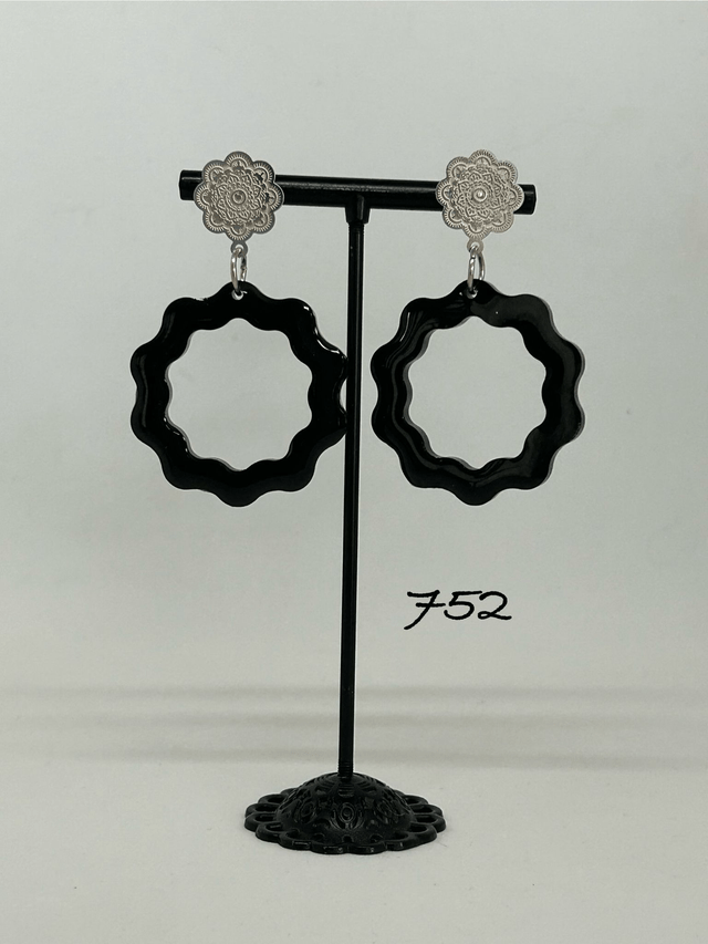 🖤Boucles d’Oreilles Noires – Résine Époxy & Acier Inoxydable - Réf. 752
