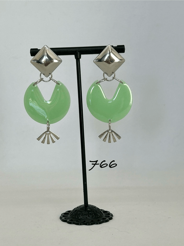 💚Boucles d’oreilles vert "jade" – Résine & acier inoxydable - Réf. 766