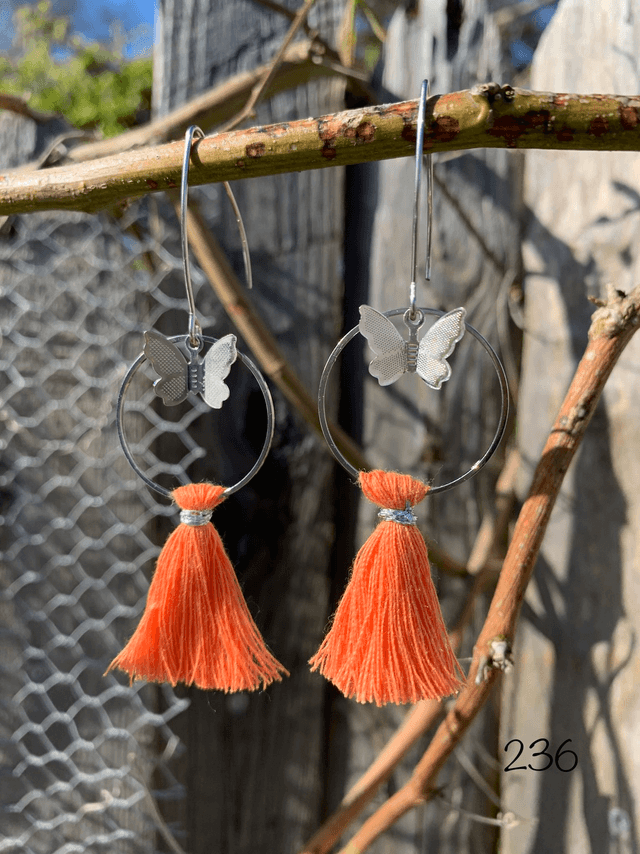 🧡Boucles d’oreilles “Papillon Orange” -  Réf. 236