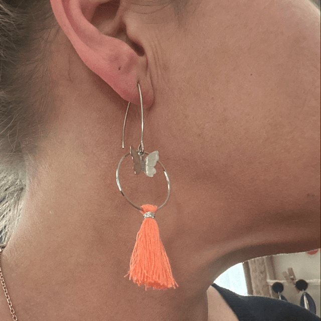 🧡Boucles d’oreilles “Papillon Orange” -  Réf. 236