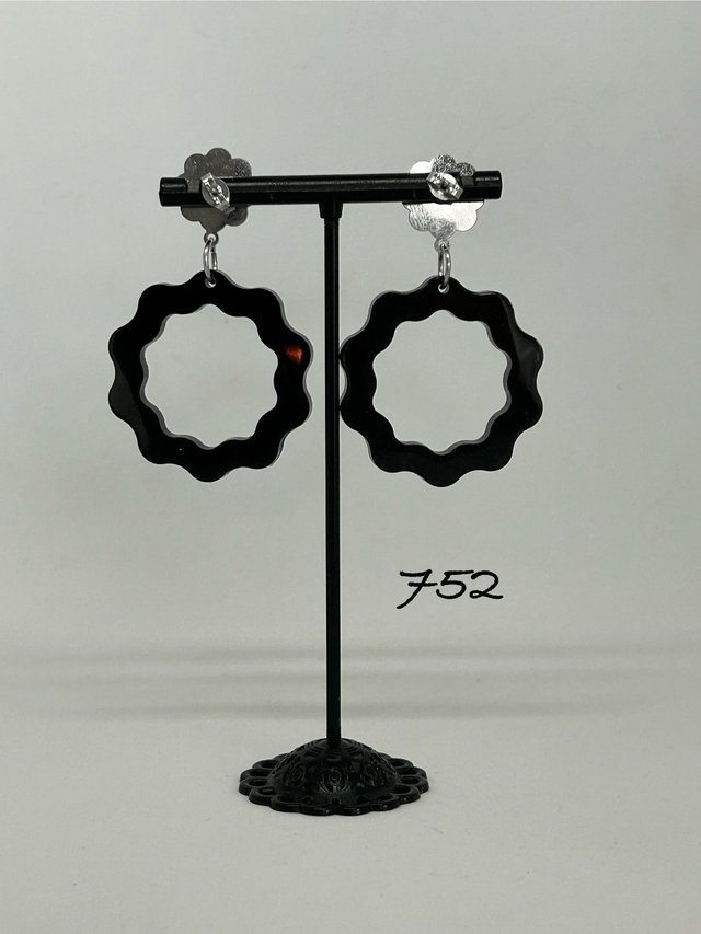 🖤Boucles d’Oreilles Noires – Résine Époxy & Acier Inoxydable - Réf. 752